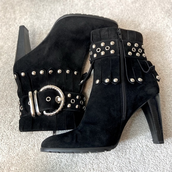 STUART WEITZMAN Women’s Ankle Black Leather Boots - Size: 38.5 - Picture 2 of 16